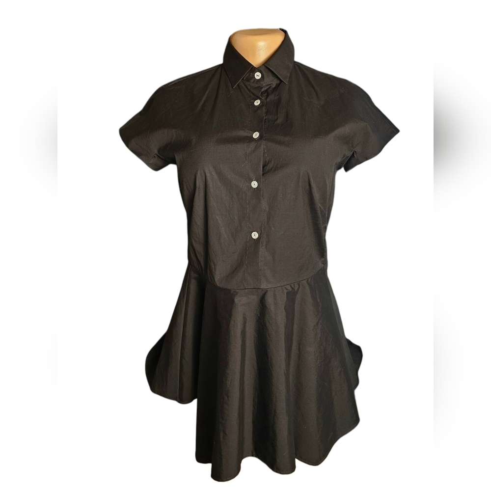 Guglielminotti Milano Collard Button Down Peplum Bottom Shirt EUC Made In Italy